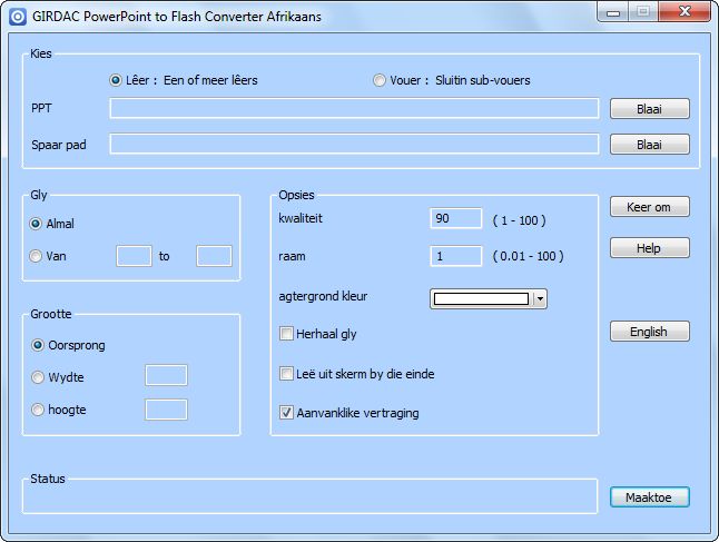 PowerPoint to Flash Converter in Afrikaans