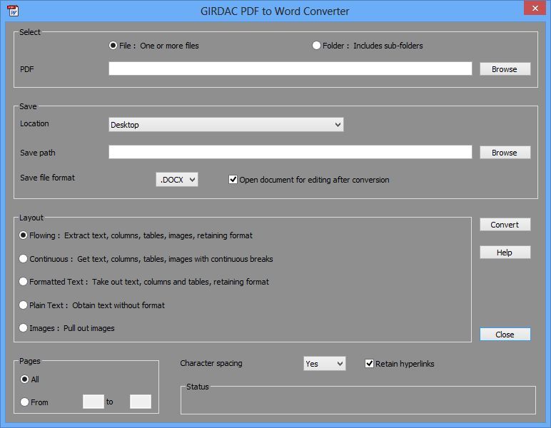 PDF to Word Converter in Windows-10-Black style