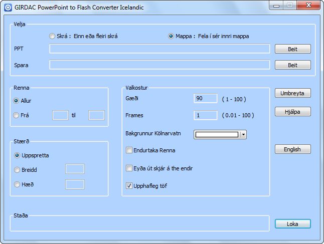 PowerPoint to Flash Converter in Icelandic
