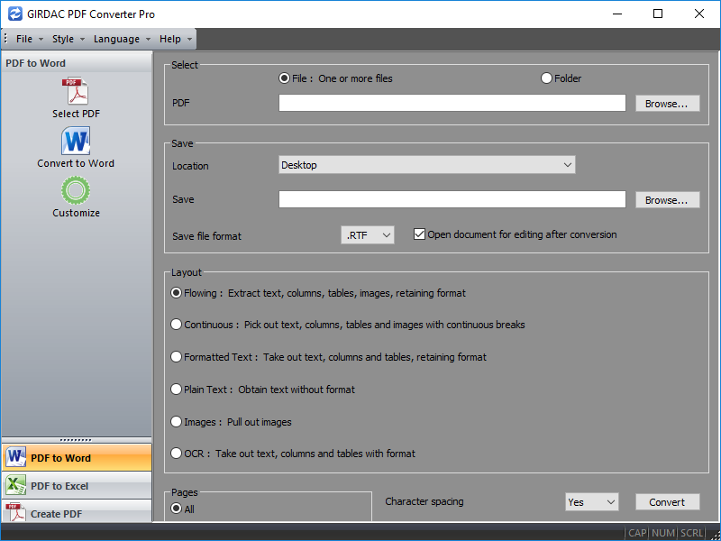 PDF Converter Pro in Windows-10-Black style