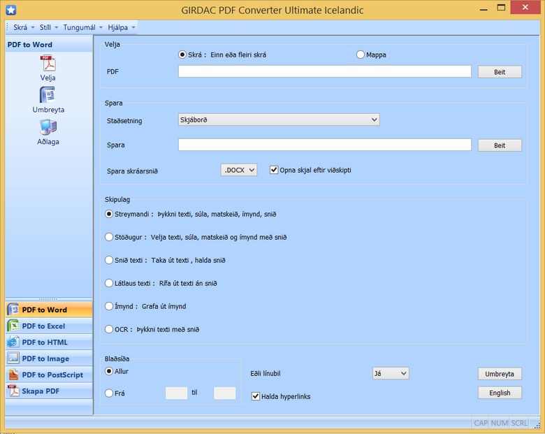 PDF Converter in Icelandic