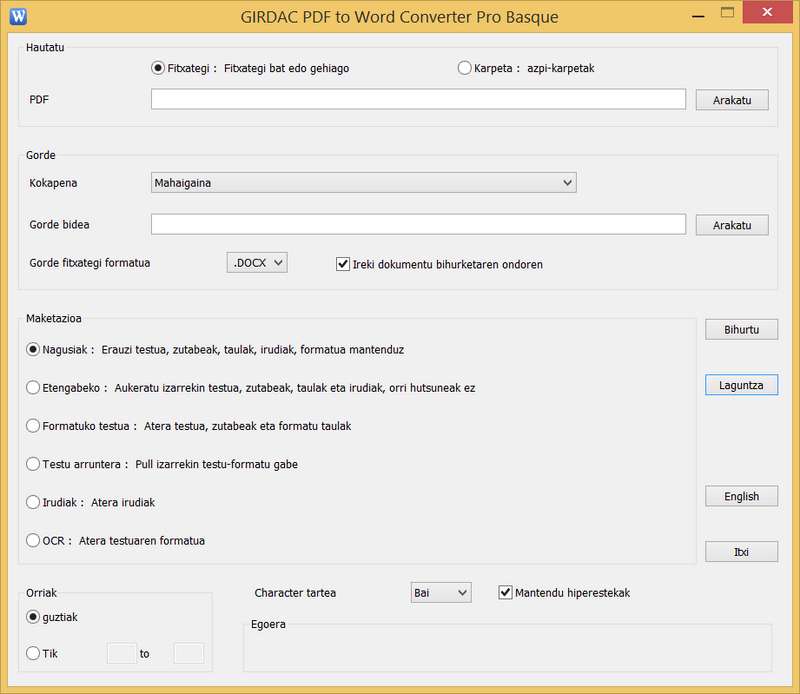 PDF to Word Converter Pro in Basque