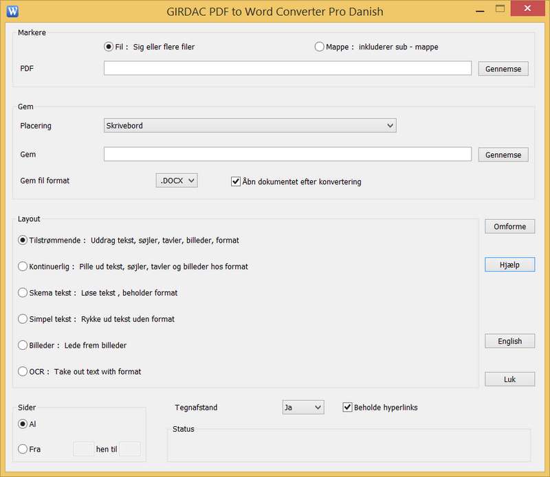 PDF to Word Converter Pro in Danish