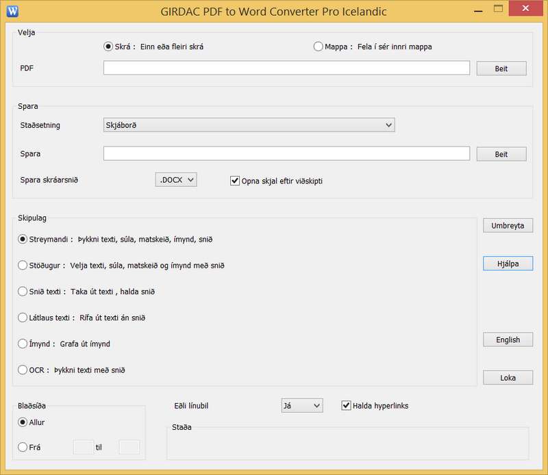 PDF to Word Converter Pro in Icelandic