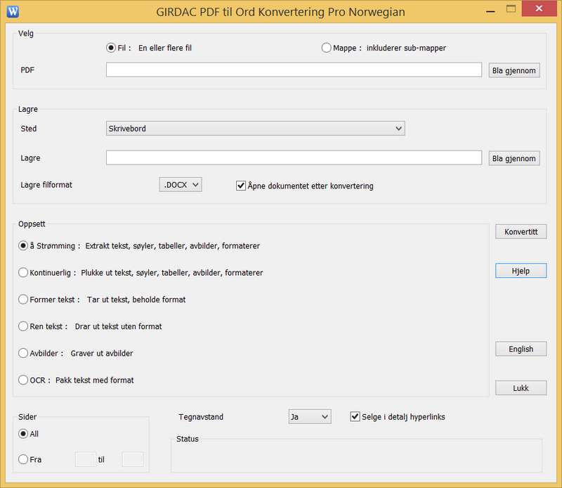 PDF to Word Converter Pro in Norwegian