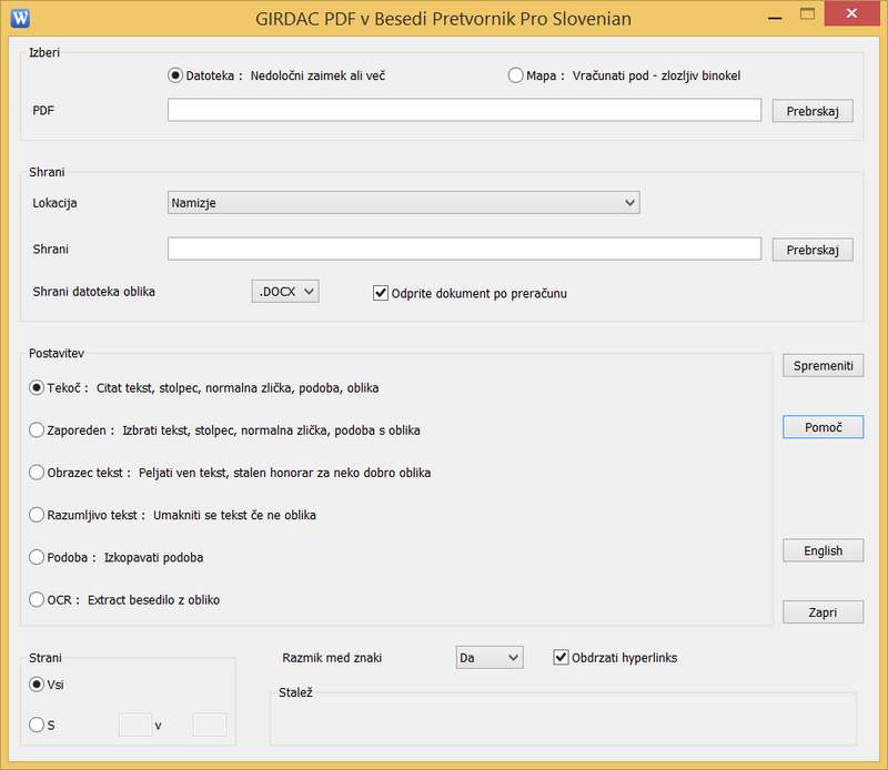 PDF to Word Converter Pro in Slovenian
