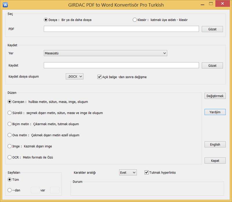 PDF to Word Converter Pro in Turkish